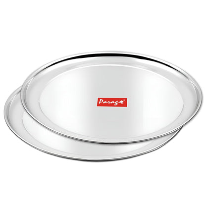 2pc Stainless Steel Raj Bhog Plate | 9in Heavy Gauge | Silver2PCRB9PL1 1