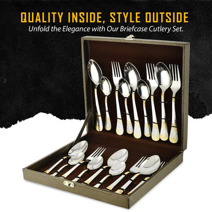 18pc Stainless Steel Golden Cutlery | Gift Box | Imperial