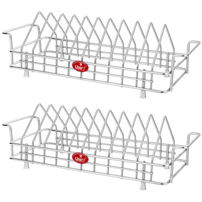 2 Pcs Stainless Steel Plate Rack Combo | 10 Section Utensil Stand for Kitchen Cabinet (Silver) 2TRIPLATESTAND10 1