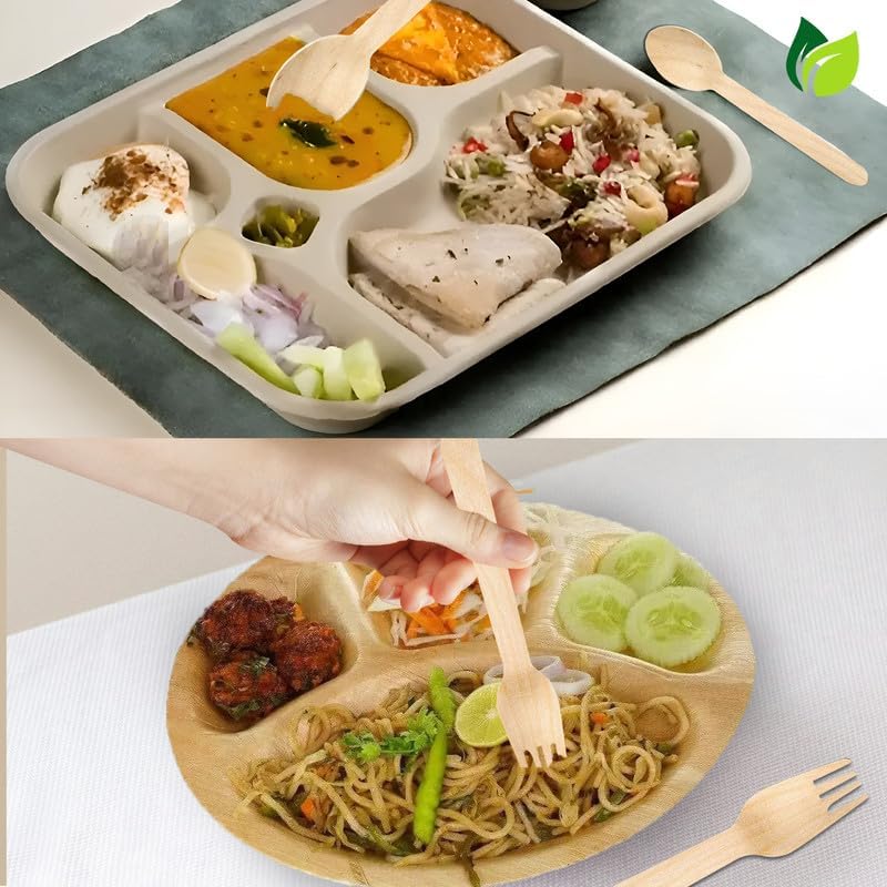 100 Pcs Disposable Wooden Spoons & Forks | 160mm, Eco-Friendly, Biodegradable | Party, WeddingWDSF1001 4