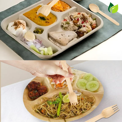 100 Pcs Disposable Wooden Spoons & Forks | 160mm, Eco-Friendly, Biodegradable | Party, WeddingWDSF1001 4