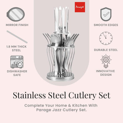 25 Pieces Jazz Premium Stainless Steel Cutlery Set - Spoons, Forks, Knives & StandJAZZ1002PARAG1 3