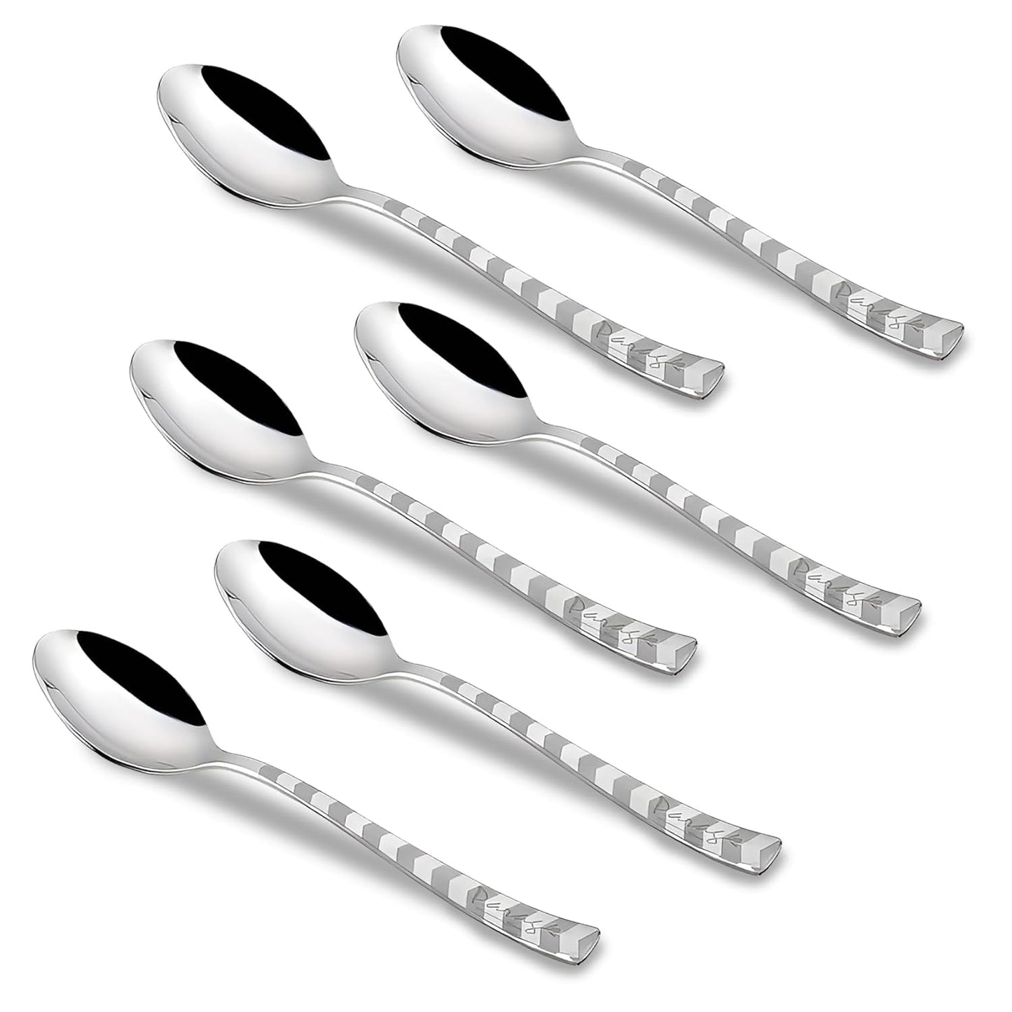 Stainless Steel Dessert Spoon Set of 6 | Premium Arrow Design Table Spoons | 18 cm, Silver 6ARROWDS 1