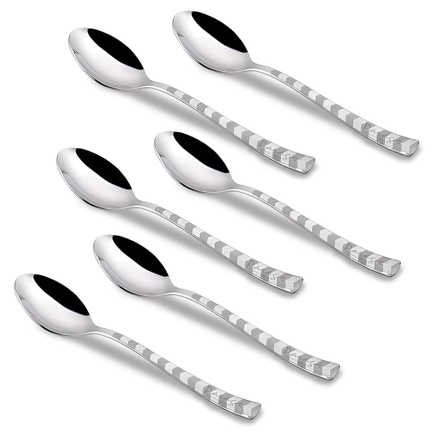 Stainless Steel Dessert Spoon Set of 6 | Premium Arrow Design Table Spoons | 18 cm, Silver 6ARROWDS 1