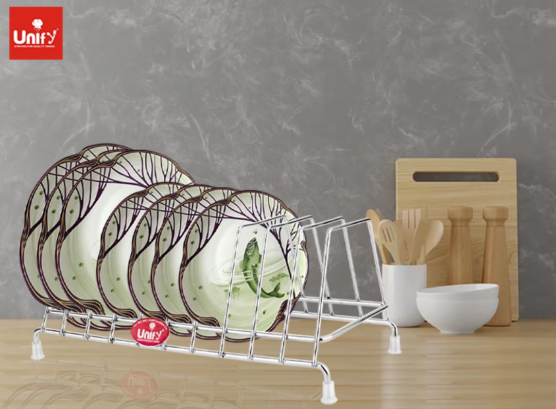 2 Pcs Stainless Steel Plate Rack & Lid Holder | Kitchen Utensil Stand (Silver) 2PLATESTAND10 5