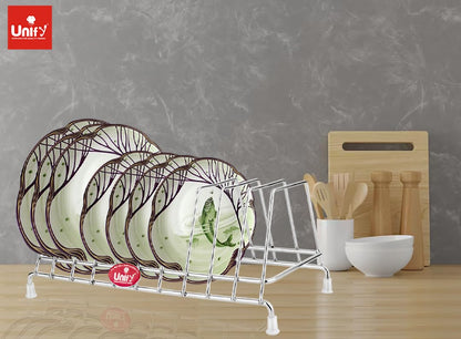2 Pcs Stainless Steel Plate Rack & Lid Holder | Kitchen Utensil Stand (Silver) 2PLATESTAND10 5