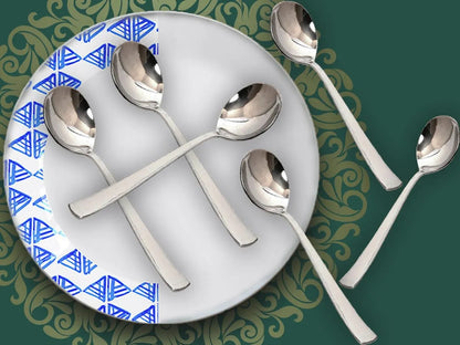 Stainless Steel Soup Spoon Set of 6 | 18.5 cm Long Spoons for Home & Kitchen | Silver SOUPIMP6 3
