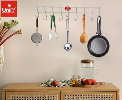 2-Piece Stainless Steel Hook Rail | Wall & Door Hanger for Bathroom & Kitchen (Silver) 9HOOKRAIL2 4