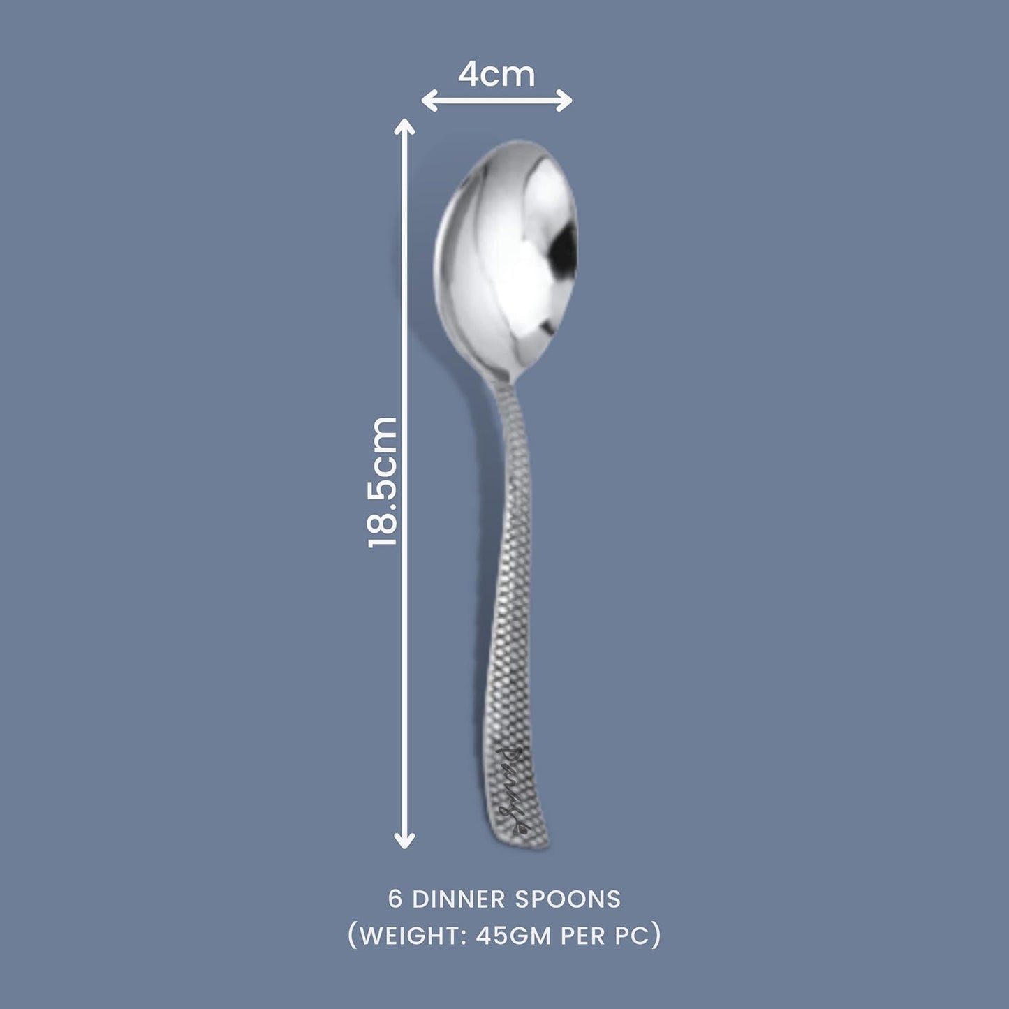 6 Pcs Stainless Steel Table Spoon Set with Zig Zag Design for Home & Kitchen DS1104ZIG 2