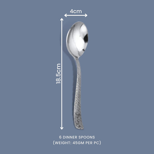 6 Pcs Stainless Steel Table Spoon Set with Zig Zag Design for Home & Kitchen