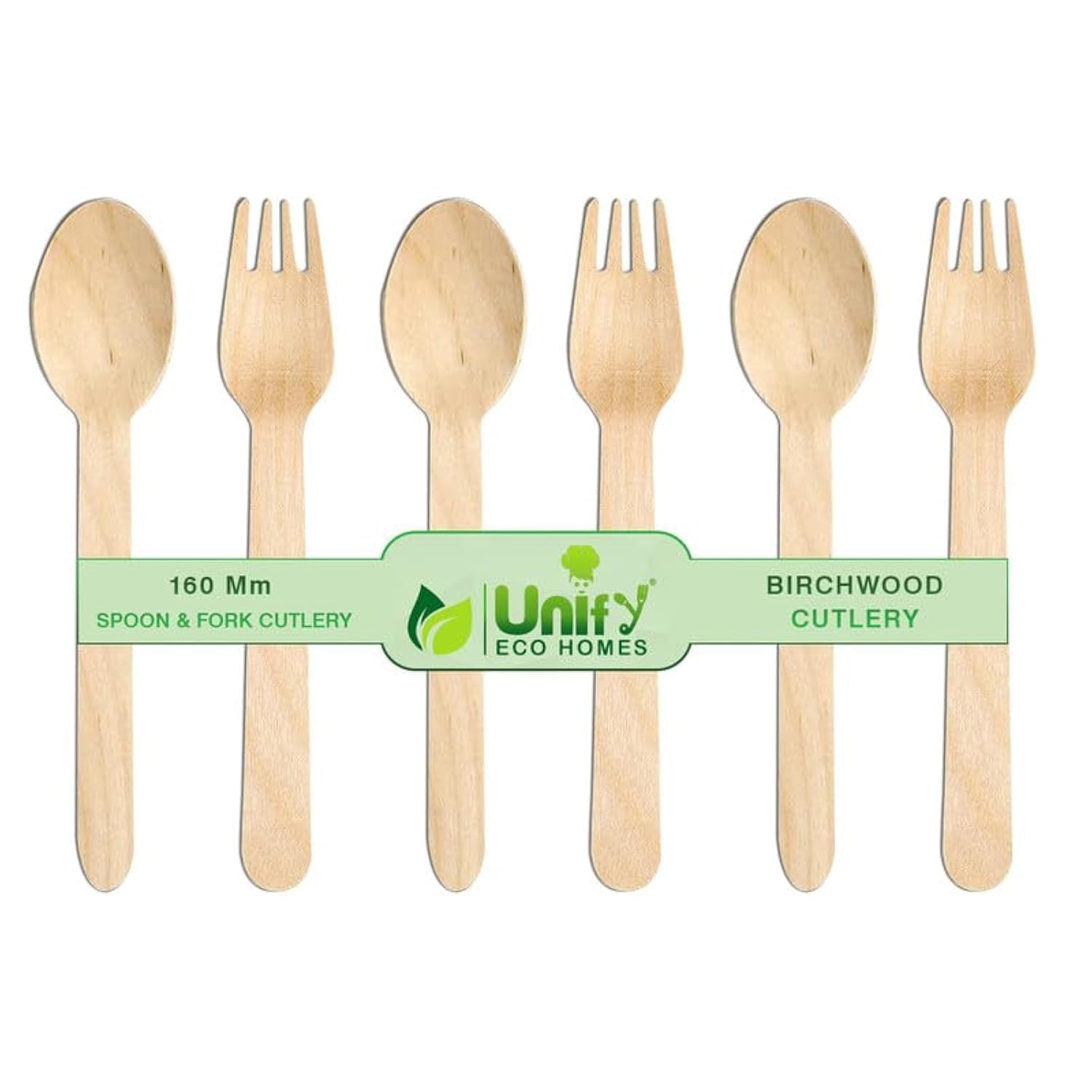 50 Pcs Disposable Wooden Spoons & Forks | 160mm, Eco-Friendly, Biodegradable | Party, WeddingWDSF501 1