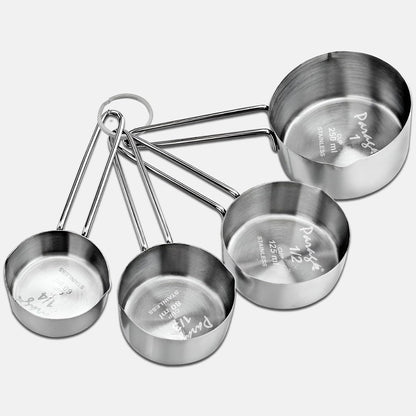 4 Pcs Stainless Steel Measuring Cups - Stackable Professional Set with Wire Handles for Dry & Liquid Ingredients, Cooking & Baking, Kitchen GadgetsWMSRCP1 1