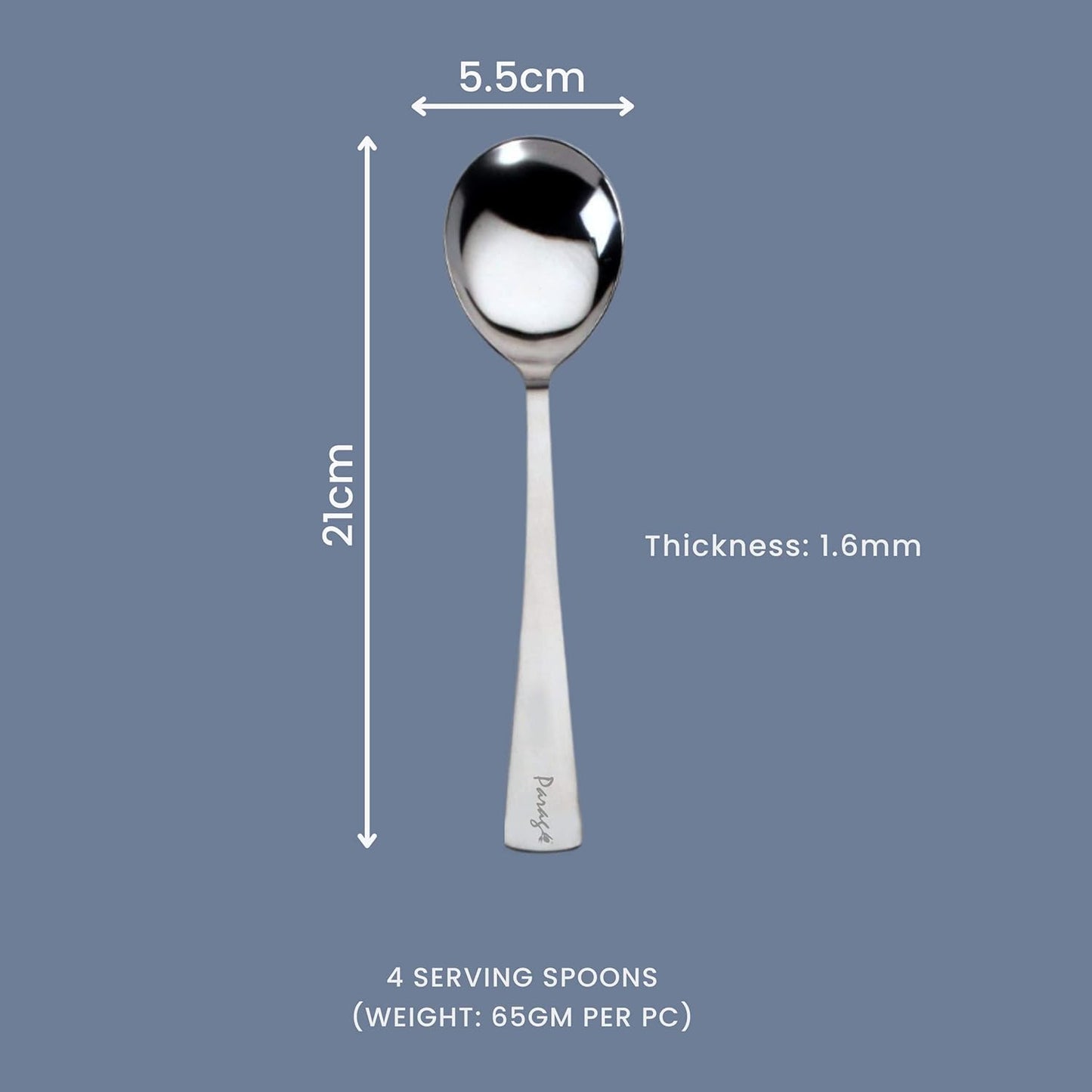 4 Pcs Stainless Steel Serving Spoon Set - Big Cooking Spoons, 21cm SS1250PARAG 3