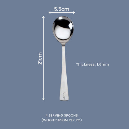 4 Pcs Stainless Steel Serving Spoon Set - Big Cooking Spoons, 21cm SS1250PARAG 3