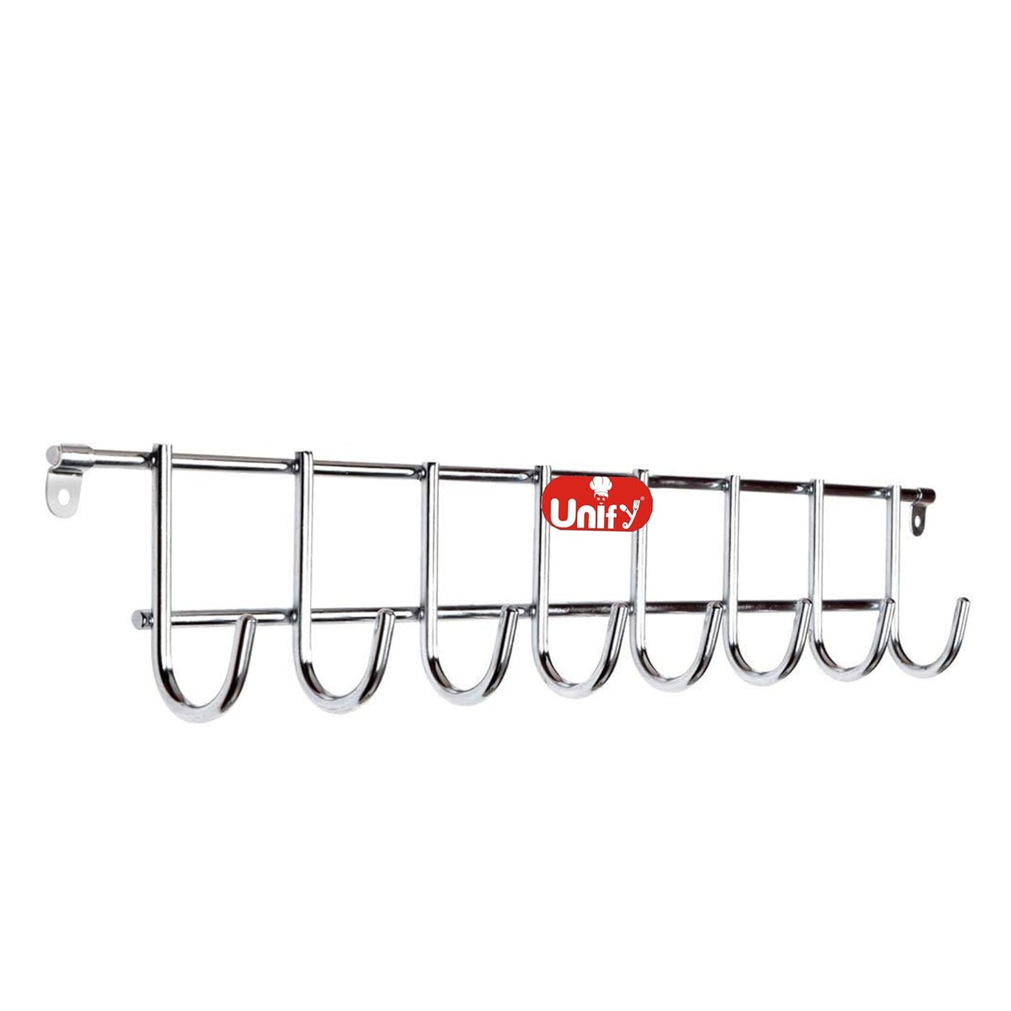 Stainless Steel Wall Cloth Hanger | 8 Hook Door Mounted Rack Silver 8HOOKRAIL 1