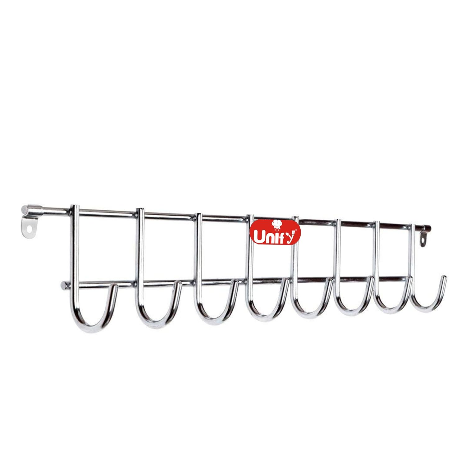 Stainless Steel Wall Cloth Hanger | 8 Hook Door Mounted Rack Silver 8HOOKRAIL 1