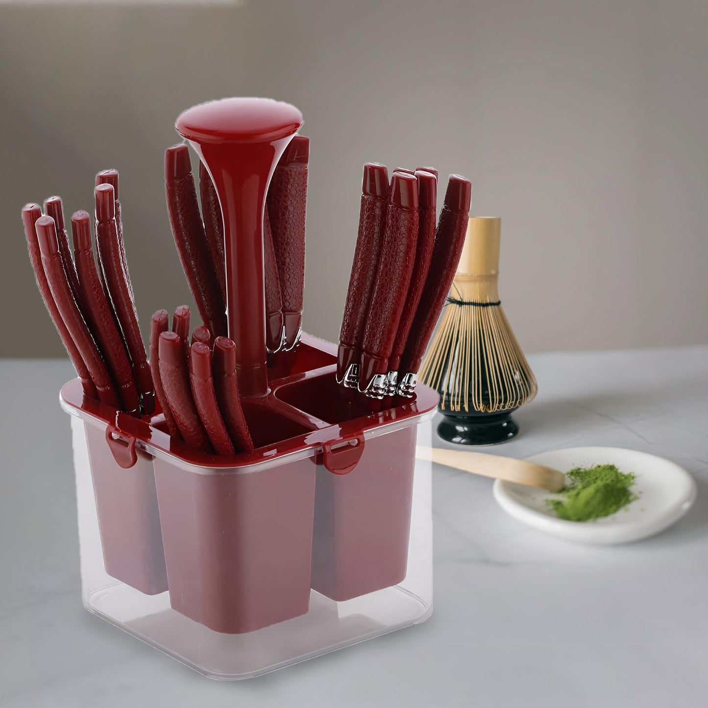 25-Piece Camry Stainless Steel Cutlery Set with Storage Box | Premium Spoons & Forks, Brown CMRY1005PARAGB 1