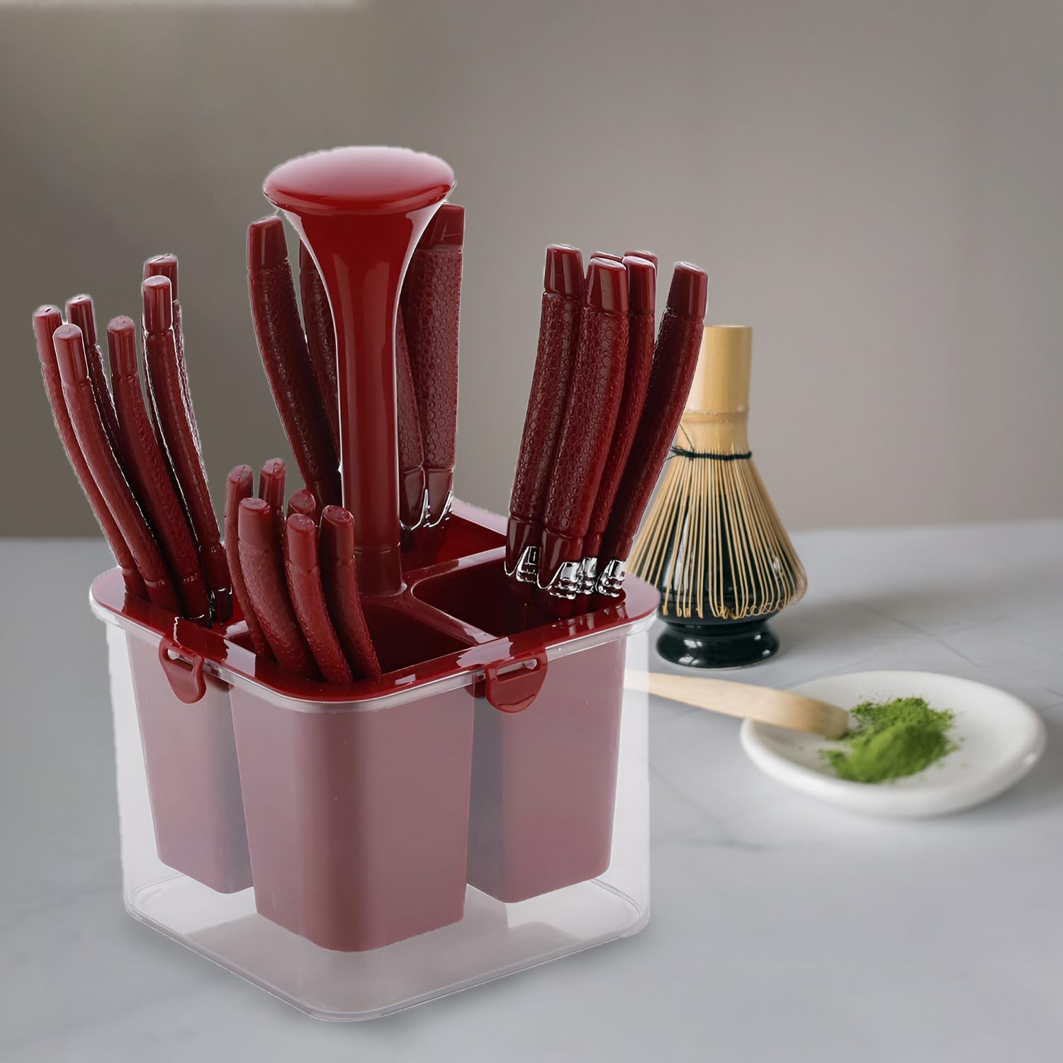 25-Piece Camry Stainless Steel Cutlery Set with Storage Box | Premium Spoons & Forks, Brown CMRY1005PARAGB 1