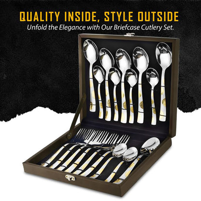 18pc Stainless Steel Golden Cutlery | Gift Box | Moonpress