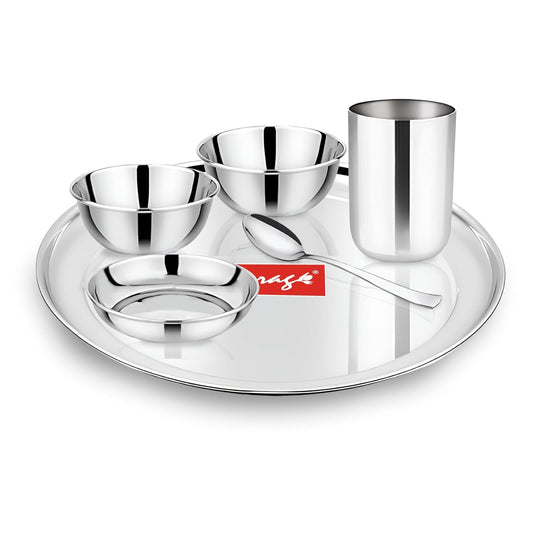 6pc Stainless Steel Dinner Set | Thali Heavy Gauge | Silver6PCDSPL1 1