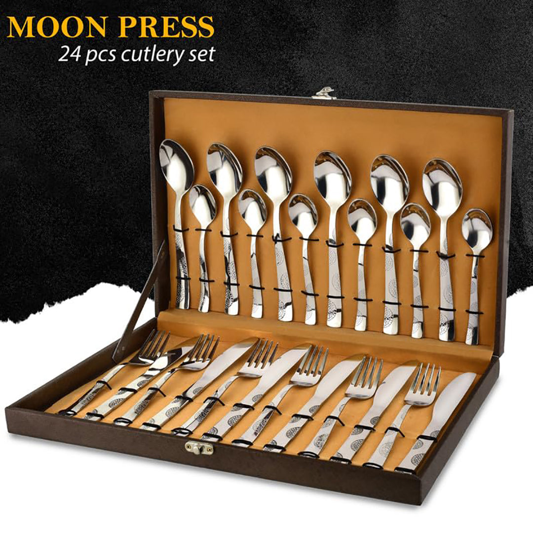 24 Pieces Premium Stainless Steel Cutlery Set - Spoons, Forks & Butter Knives, Gift Box