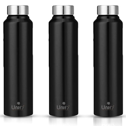 Saturn Stainless Steel Water Bottle 1L (Set of 3, Black) | Leak-Proof for Home, Gym & Travel 3SATURNBLACK 1