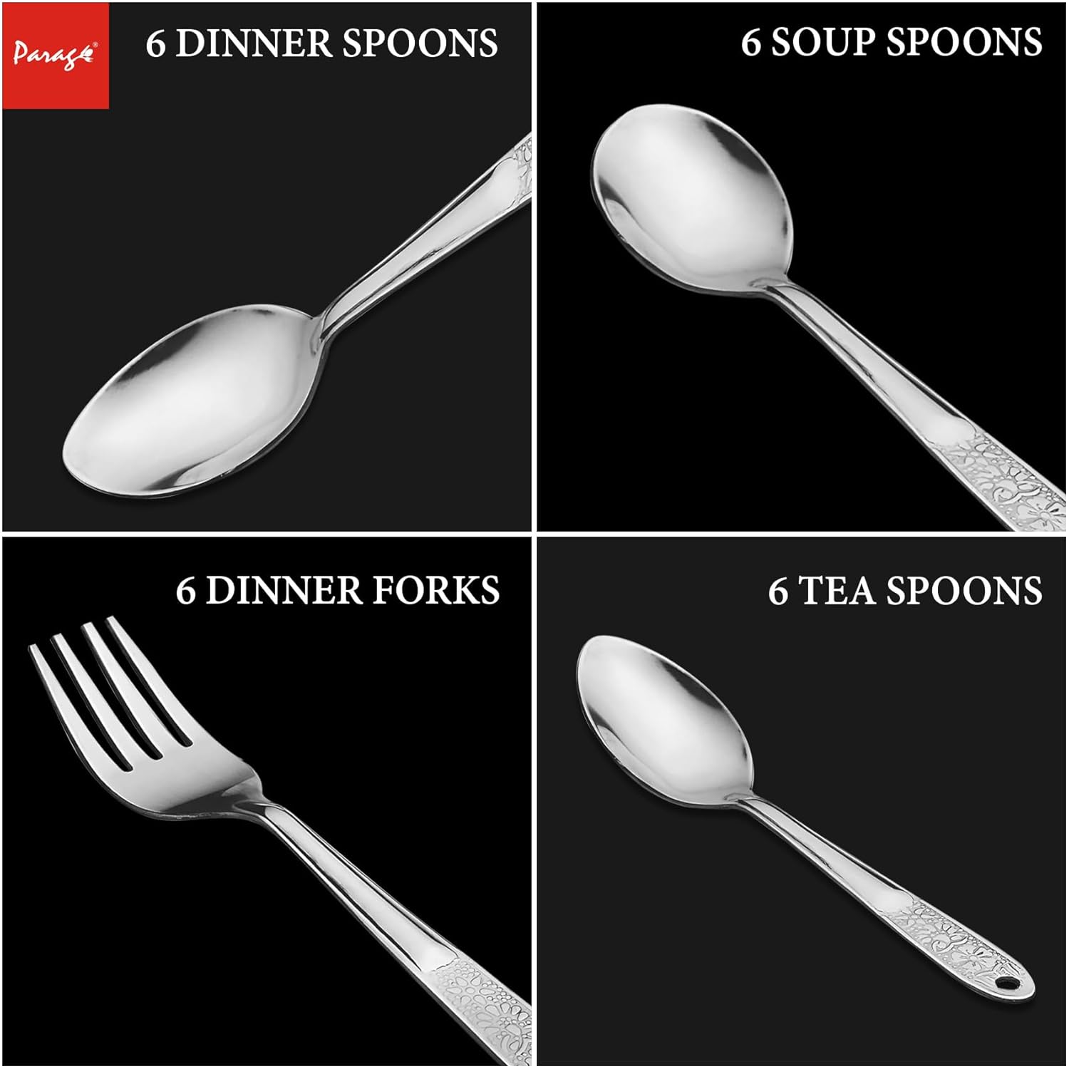 25-Piece Premium Stainless Steel Cutlery Set – 6 Forks, 6 Dinner Spoons, 6 Soup Spoons & 6 Tea Spoons for Stylish DiningPRTY1029PARAG1 2