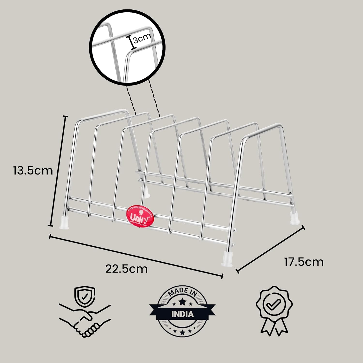 Stainless Steel Countertop Pull-Out Shelf - 6-Section Plate & Lid Holder, SilverTHALISTAND1 3