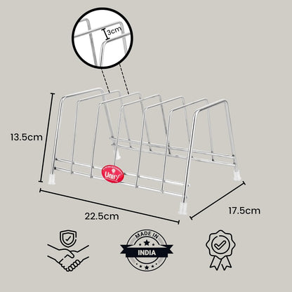 Stainless Steel Countertop Pull-Out Shelf - 6-Section Plate & Lid Holder, SilverTHALISTAND1 3