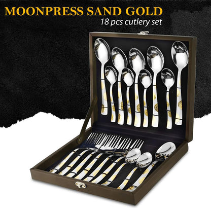 18pc Stainless Steel Golden Cutlery | Gift Box | Moonpress