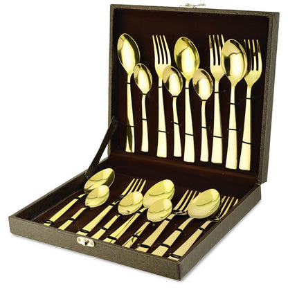 18pc Stainless Steel Golden Cutlery | Gift Box | PVD Gold