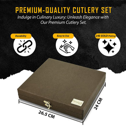 18pc Stainless Steel Golden Cutlery | Gift Box | Moonpress