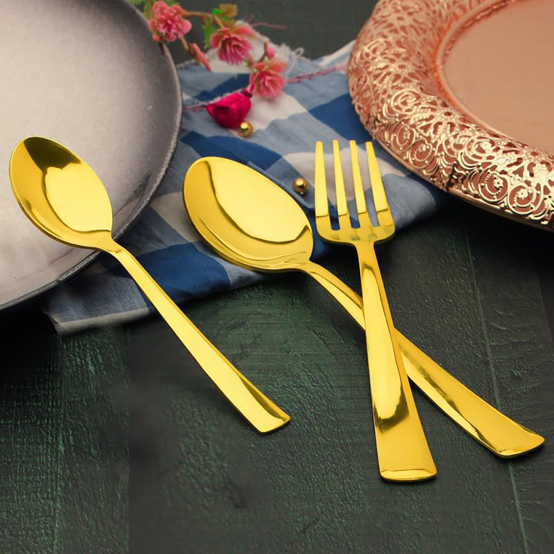 18pc Stainless Steel Golden Cutlery | Gift Box | PVD Gold