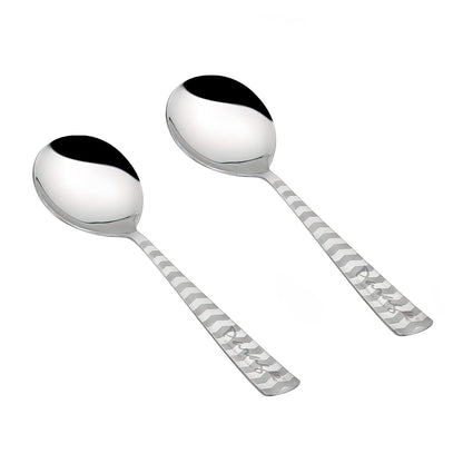 Stainless Steel Serving Spoon Set of 2 | 21 cm Arrow Design for Kitchen & Dining (Silver)2ARROWSS1 1