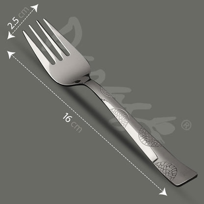6-Piece Stainless Steel Forks, 16 cm Premium Silver Dining Cutlery Set with Moonpress Design - Luxury Forks for Home & Kitchen6PPMNPBF1 2