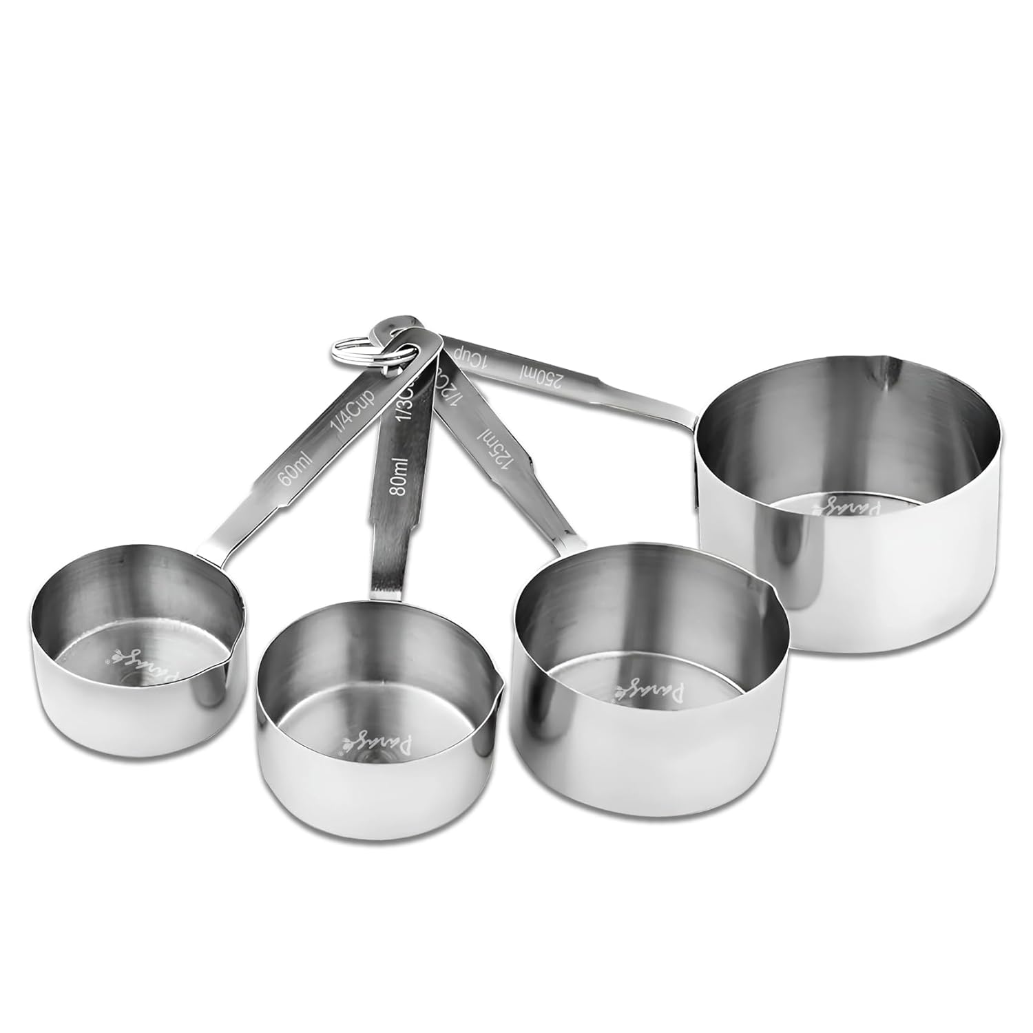 4 Pcs Stainless Steel Measuring Cups - Stackable, Wire Handles, Professional SetHMSRCP1 1