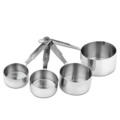4 Pcs Stainless Steel Measuring Cups - Stackable, Wire Handles, Professional SetHMSRCP1 1