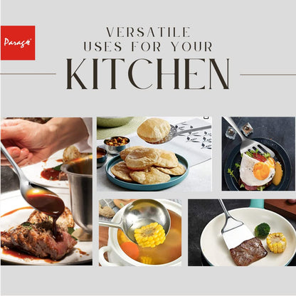 5-Piece Stainless Steel Kitchen Tool Set with Pipe Handle | Cooking Utensils, 35 cm, Silver