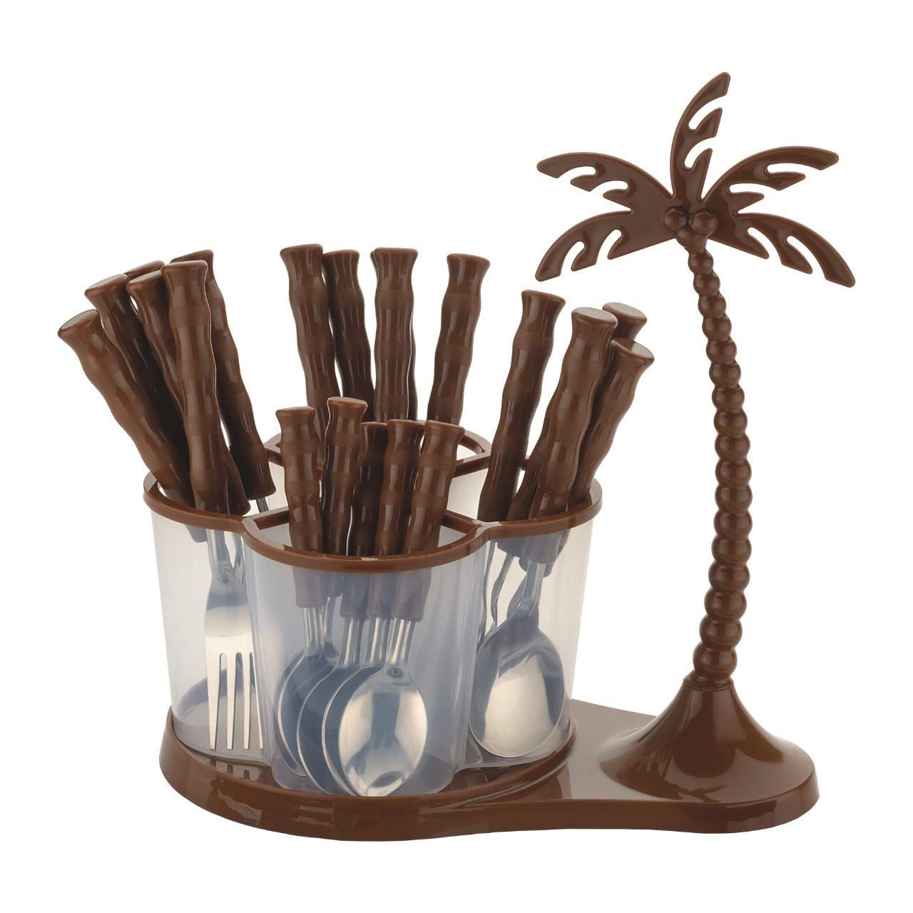 25 Pcs Stainless Steel Cutlery Set with Stand & Box for Kitchen & Dining | Brown TREE1082PCB 1