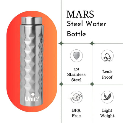 Stainless Steel Water Bottle | 1L Leak-Proof | Mars Silver1MARS1 4