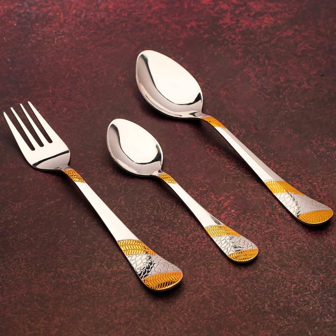 18pc Stainless Steel Golden Cutlery | Gift Box | Imperial