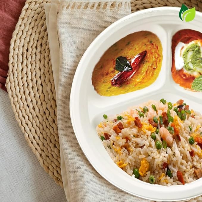 25pc Bagasse Dinnerware Set | 3-Compartment Plates & Bowls3CPPTDNRSET251 3