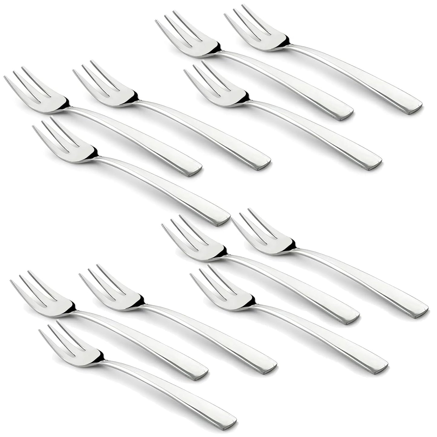 12 Pcs Stainless Steel Fruit Forks Set for Home & Kitchen - Kids Snacks, Fruits & Dessert, Silver