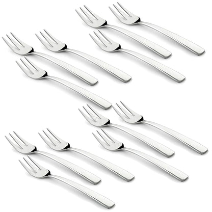 12 Pcs Stainless Steel Fruit Forks Set for Home & Kitchen - Kids Snacks, Fruits & Dessert, Silver