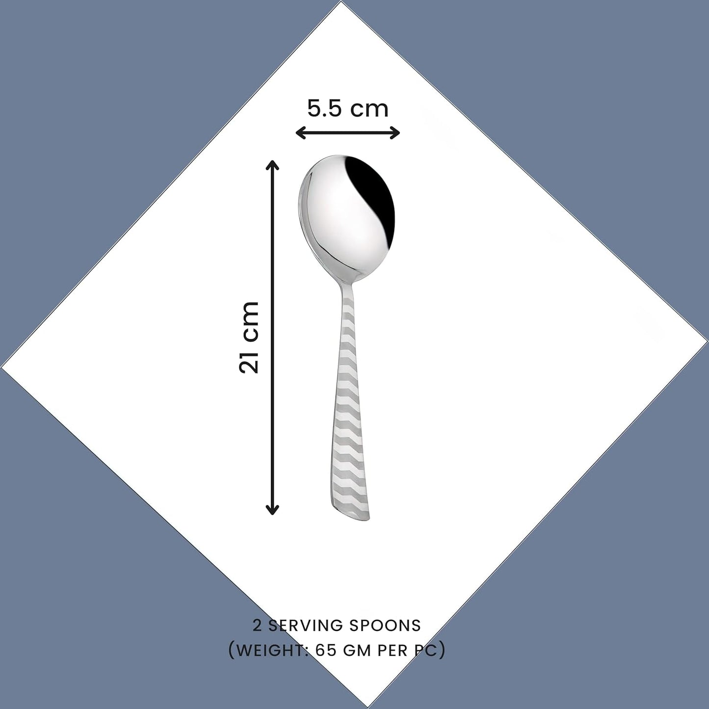 Stainless Steel Serving Spoon Set of 2 | 21 cm Arrow Design for Kitchen & Dining (Silver)2ARROWSS1 3