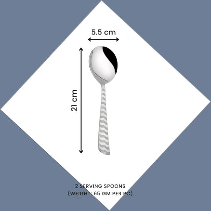 Stainless Steel Serving Spoon Set of 2 | 21 cm Arrow Design for Kitchen & Dining (Silver)2ARROWSS1 3