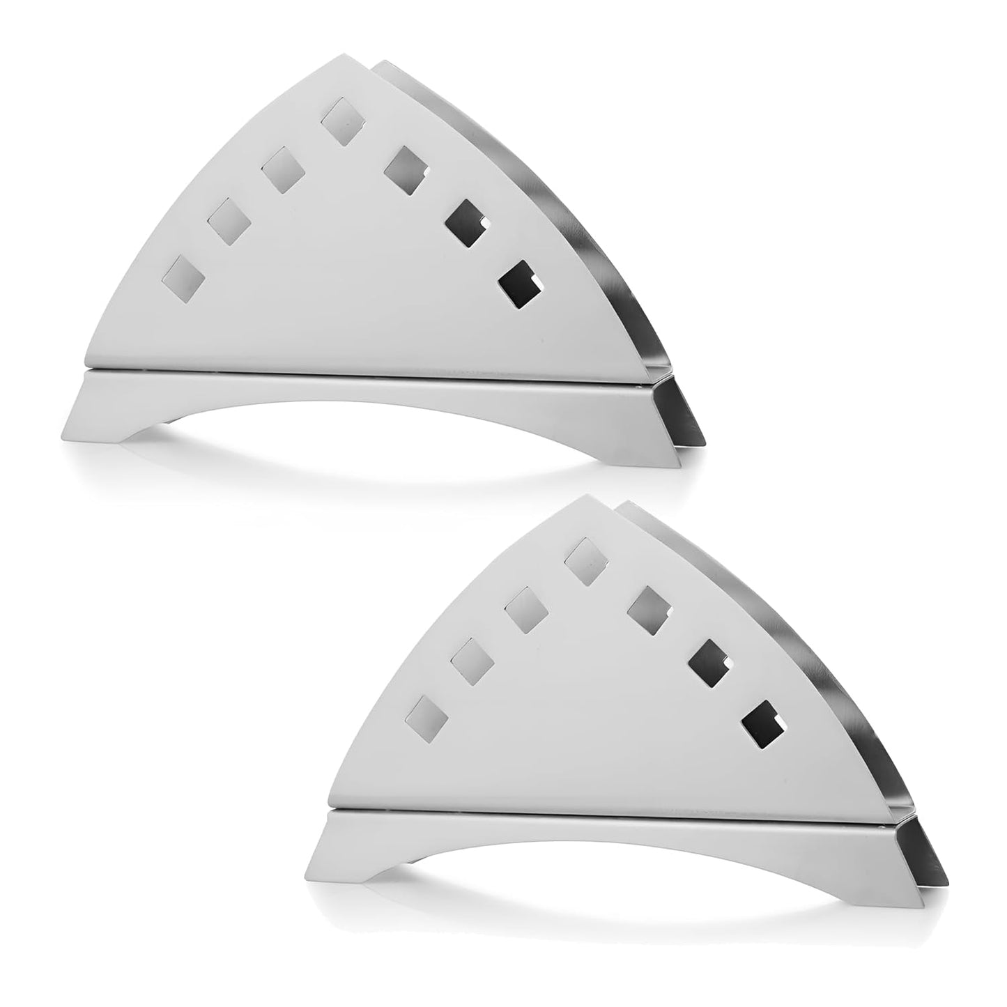 2-Piece Stainless Steel Napkin Holders | Tissue Paper Stands for Kitchen, Dining, Restaurants & Cafes, Matt Finish Slotted Square