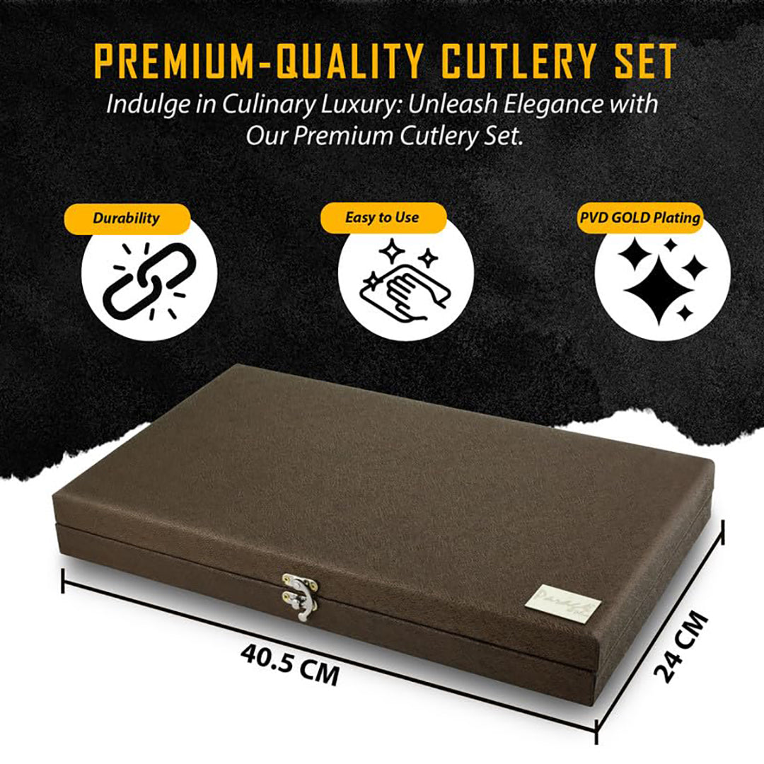 24pc Stainless Steel Golden Impress Cutlery | Gift Box | PVD Gold