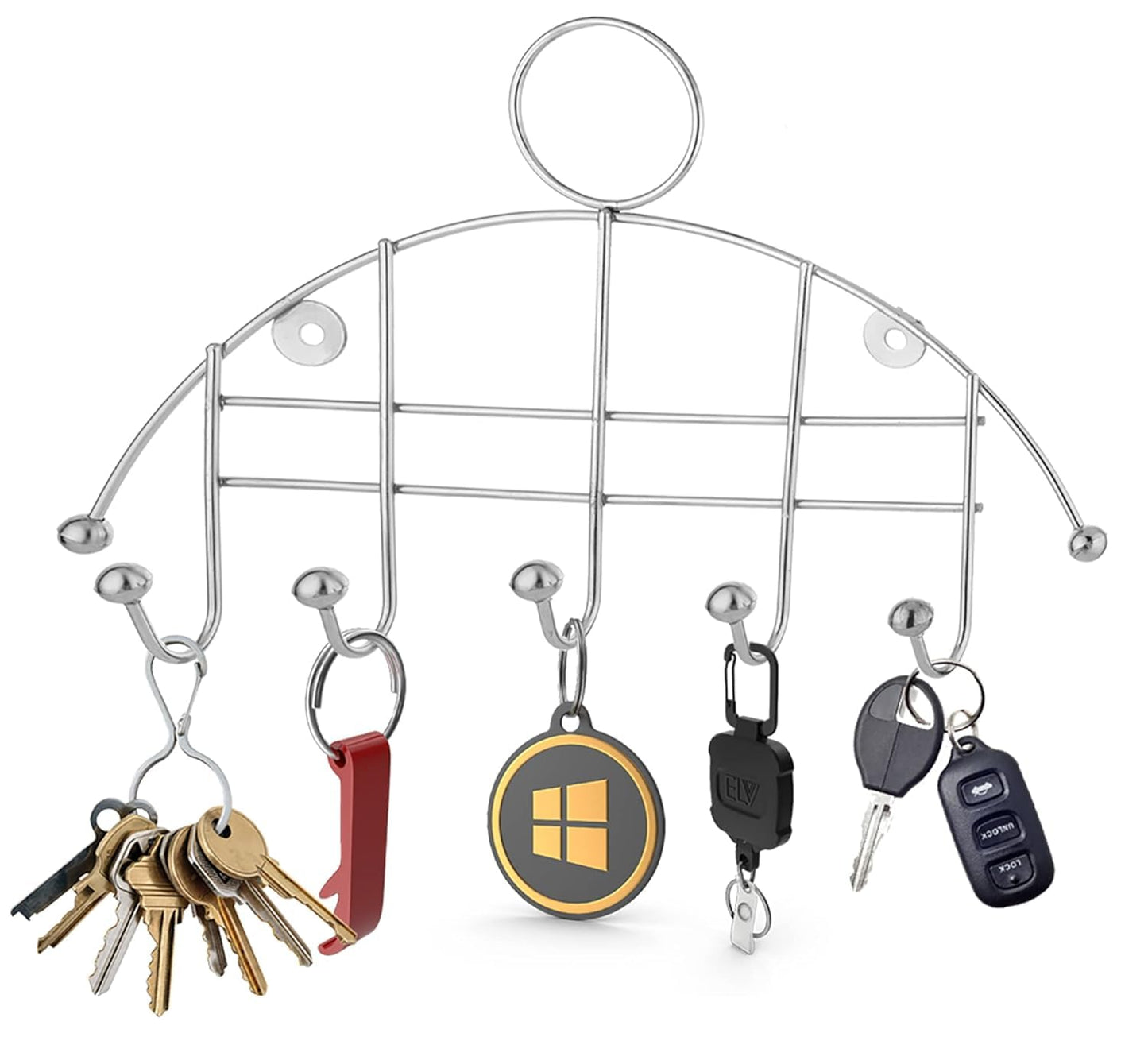 2-Piece Stainless Steel Wall Cloth Hanger with 5 Hooks | Bathroom & Kitchen (Silver) 5HOOKRAIL2 4
