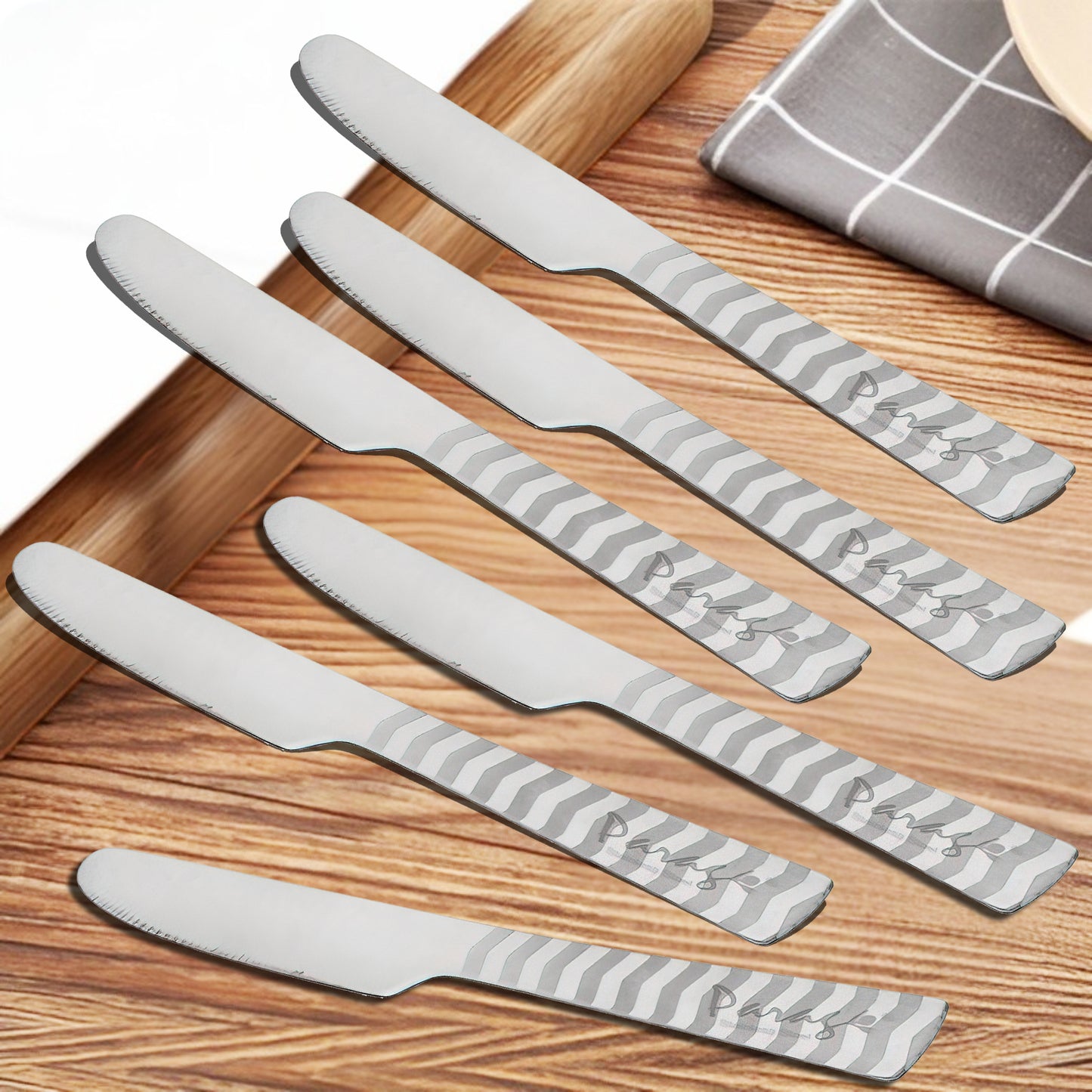6 Pcs Stainless Steel Butter Knives - 20.5 cm, Dessert Knife Set, Silver